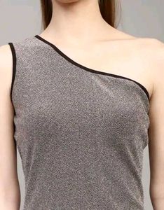 Shein Party One Shoulder Shimmer Bodycon Dress🤎