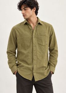 Men's Olive Green Textured Shirt