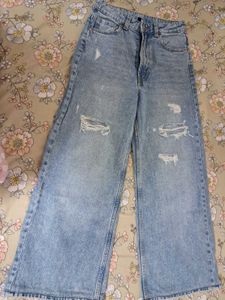 Wide Leg Distressed Jeans