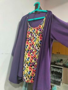 Floral Print Top w attached Cardigan