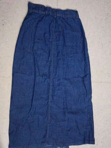 Denim Button-Up Midi Skirt