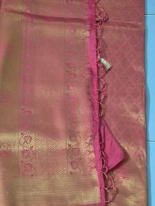 Exquisite Pink &amp; Gold Silk Saree