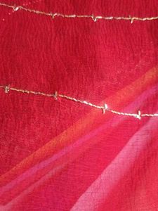Elegant Red Dupatta with pipe handwork