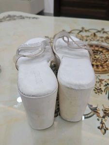 Sparkly White Flat High Heels Sandals