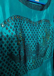 Stunning Blue Sequined Ethnic Gown