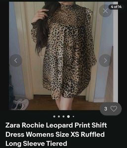 Zara Leopard Print Smocked dress