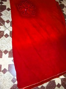 Elegant Red Chiffon Saree