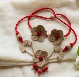 Handmade Jute Floral Necklace Set