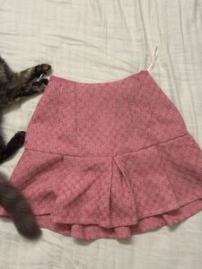 sparkly Pink Pleated Mini Skirt