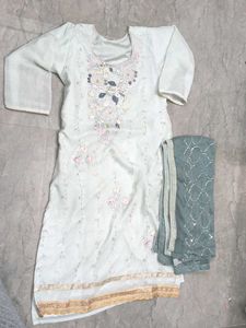 embroidery light colour suit