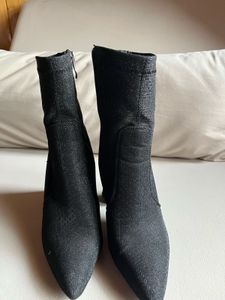 London Rag Sparkly Block Heel Sock Boots