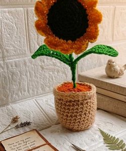 Handmade Crochet big size Sunflower pot