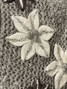 Grey Floral Knit Tank Top/ Half Sweater