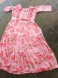 Pink Floral Tiered Maxi Dress