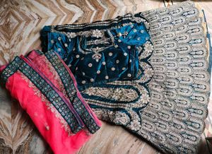 Elegant Teal Lehenga Choli ( with margin)