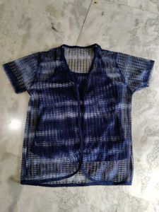 Blue Mesh Cover-Up Top