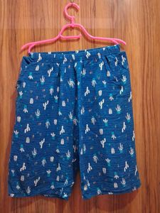 Blue Cactus Print Shorts