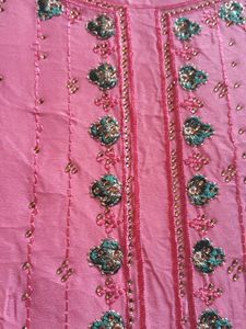 Embroidered Pink Kurta Fabric