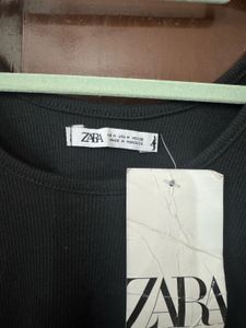 Zara Black Ribbed Crop Tank Top