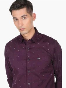 Men's Patterned Burgundy Shirt