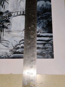 Monochromatic Waterfall Landscape Painting