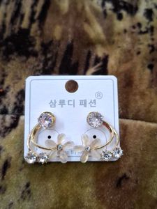 Elegant Flower &amp; Crystal Earrings
