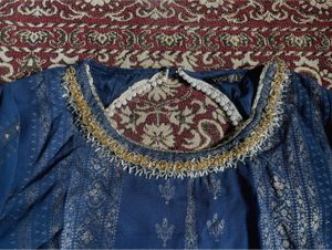 WISHFUL Blue Kurta Set with Golden Dupata