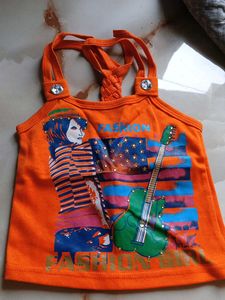 Orange Graphic Print Tank Top