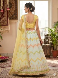 Designer Yellow &amp; White Lehenga Choli