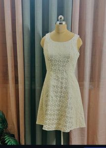Lace Mini Dress - Sleeveless, Cream