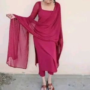 Elegant Megenta pink Kurta Set with Dupatta