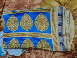 Elegant Blue &amp; Gold Saree