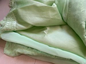 Fluorescent Green Saree
