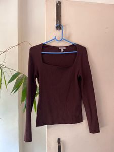 H&M Burgundy Long Sleeve Top