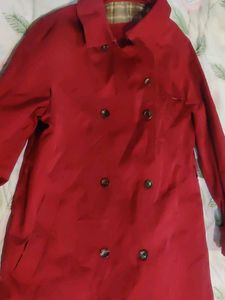 Red Double-Breasted Trench Coat