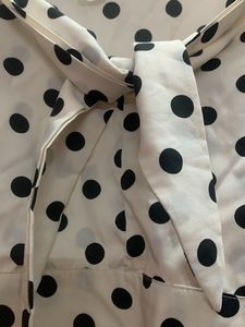 White With Black Polka Dot Tie-Front Top