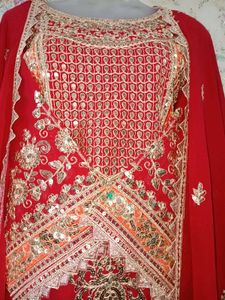Red Embroidered Kurta Set with Dupatta