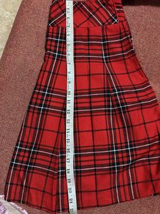 Red Plaid Pleated Mini Skirt from TOKYO