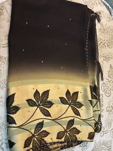 printed floral saree with stone work