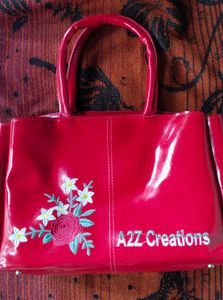 Vibrant Red Patent Tote Bag