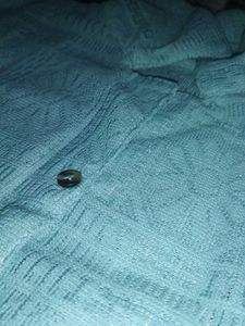 Light Blue Textured Button-Up Top