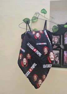 La Casa De Papel Graphic Print Crop Top
