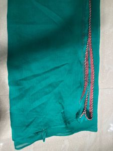 Elegant Emerald Green Chiffon dupatta with Delicat