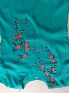 Embroidered Sea green Kurta