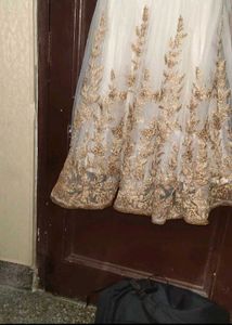 Gold Embroidered gown with poncho (deattch