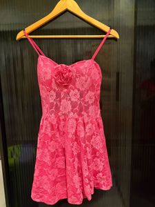 Vibrant Pink Floral Mini Dress