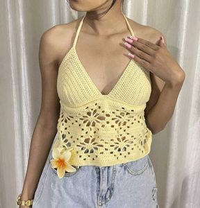Yellow Crochet Halter Top