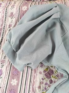 Blue buff sleeve korean top