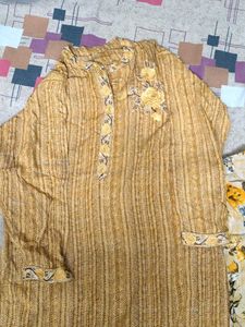 Yellow Embroidered Kurta shrara set