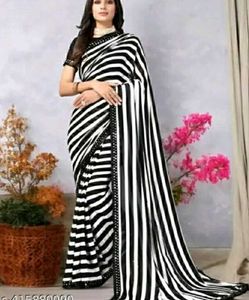 DESIGNER BLACK AND WHITE ZEBRA PRINT SAREE..